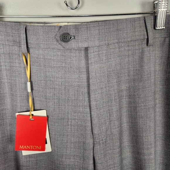 Mantoni 100% Italian Super Fine Wool No Pleat Dress Pants In Gray Size 38R #0413 - Picture 3 of 14